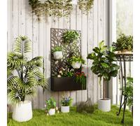 Outsunny Metal Garden Bed with Trellis, Two Big Trees Cut-out