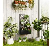Outsunny Metal Raised Garden Bed with Trellis, Outdoor Elevated Planter Box, Black