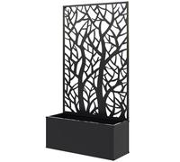 Outsunny Metal Raised Garden Bed With Trellis, Outdoor Elevated Planter Box In Black Black