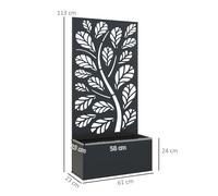 Outsunny Metal Raised Garden Bed with Trellis, Outdoor Elevated Planter Box, Black
