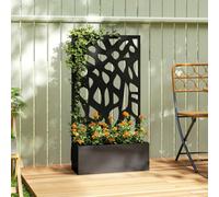 Outsunny Metal Raised Garden Bed with Trellis, Outdoor Planter Box, Black