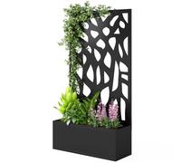 Outsunny Metal Raised Garden Bed With Trellis, Outdoor Planter Box In Black Black