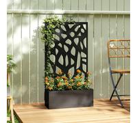 OUTSUNNY Metal Raised Garden Bed with Trellis, Outdoor Planter Box in Black Outsunny Black