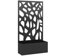 Outsunny Metal Raised Garden Bed with Trellis, Outdoor Planter Box with Privacy Screen, Elevated Garden Box for Climbing Plants