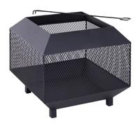 Outsunny Metal Square Fire Pit Outdoor Mesh Firepit Brazier W/ Lid