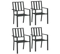 Outsunny Metal Stackable Garden Chairs - Set of 4, Black