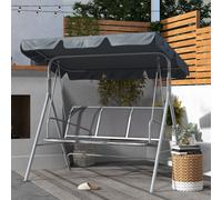 Outsunny Metal Swing Chair 3 Seater Patio Bench w/ Canopy, Dark Grey