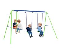 Outsunny Metal Swings Set w/ Glider, Adjustable Height, Green