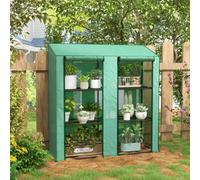 OUTSUNNY Mini Green House with 3 Tier Shelves, 151H x 143W x 46Dcm, Green | Size: 143.5 cm x 60 cm x 0.9 cm Outsunny Green 143.5 cm x 60 cm x 0.9 cm