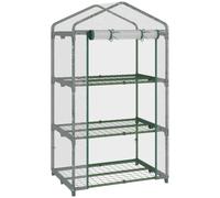 Outsunny 3 Tier Mini Greenhouse Grow House With Roll Up Door 69X49X125Cm Clear, Clear