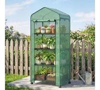 Outsunny Mini Greenhouse 4-Tier Portable Plant House Shed Pe Cover, Green
