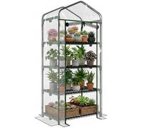 Outsunny Mini Greenhouse 4-Tier Portable Plant House Shed Pe Cover Green