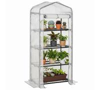 Outsunny Mini Greenhouse 4-Tier Portable Plant House Shed Pe Cover In White White