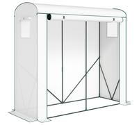 Outsunny Mini Greenhouse, Garden Tomato Growhouse with Roll-Up Door and 2 Mesh Windows, PE Cover, 200 x 75 x 188 cm, White