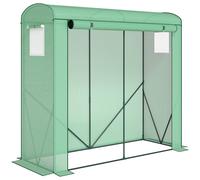 Outsunny Mini Greenhouse, Garden Tomato Growhouse with Roll-Up Door and 2 Mesh Windows, PE Cover, 200 x 75 x 188 cm, Green