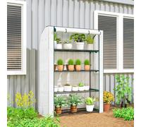 OUTSUNNY Mini Greenhouse Indoor Outdoor Green House with PE Cover, White Outsunny White
