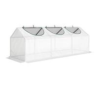 Outsunny Mini Greenhouse Portable Flower Planter Vegetable Grow House for Garden with Zipped Windows, 180 x 60 x 60 cm, White