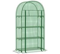 Outsunny Mini Greenhouse, Portable Green House With 4-Tier Shelves, 80 X 49 X 160Cm Green