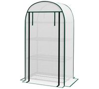 Outsunny Mini Greenhouse, Portable Green House With 4-Tier Shelves, 80 X 49 X 160Cm In White White