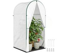 OUTSUNNY Mini Greenhouse, Small Greenhouse with PE Base, White | Size: 100 cm x 100 cm Outsunny White 100 cm x 100 cm