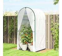 Outsunny Mini Greenhouse, Small Greenhouse with PE Base, White