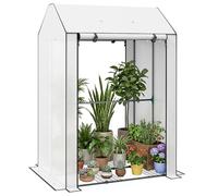 Outsunny Mini Greenhouse with 4 Wire Shelves 100 x 80 x 150cm White