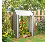Outsunny Mini Greenhouse with 4 Wire Shelves, Portable Tomato Greenhouse, Upgraded Garden Grow House for Plants with Roll Up Door and Vents, 100 x 80 x 150cm, White White