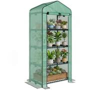 Outsunny 4-Tier Mini Greenhouse – Portable Steel Frame PE Cover Roll-up Door 70x50x160cm Green