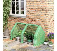 Outsunny Mini Small Greenhouse With Steel Frame & Pe Cover & Window Green
