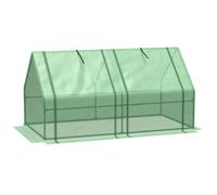 Outsunny Mini Small Greenhouse with Steel Frame & PE Cover & Window, Green