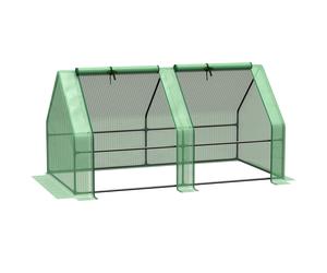 Outsunny Mini Small Greenhouse with Steel Frame & PE Cover & Zippered Window Poly tunnel Steeple for Plants Vegetables, 180 x 90 x 90 cm Aosom UK