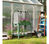 OUTSUNNY Mobile Raised Garden Bed with Greenhouse Cover, Green Outsunny Green