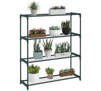 Outsunny Modern Plant Stand 4-Tier Outdoor Plant Stand Dark Green | Potted Planter Holder, Steel Frame, Outdoor Flower Display Rack, for Garden Balcony Decor