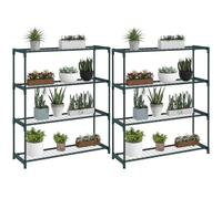 Outsunny Modern Plant Stand 4-Tier Planter Holder Steel Frame Dark Green | Outdoor Flower Display Rack, for Potted Plants, Garden Balcony Decor