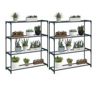 Outsunny Modern Plant Stand, 4-Tier Planter Holder with Steel Frame, Outdoor Flower Display Rack for Potted Plants Garden Balcony Decor, Dark Green