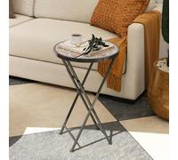 Outsunny Mosaic Garden Table, 35.5cm Folding Coffee Table, Multicolour, Multi