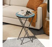 OUTSUNNY Mosaic Garden Table, 35.5cm Folding Coffee Table in Blue Outsunny Blue