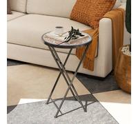 Outsunny Mosaic Garden Table, 35.5cm Folding Coffee Table, Blue - 1 - 35.5 - Multicolour