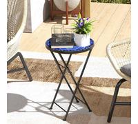 Outsunny Navy Blue Mosaic Foldable Garden Coffee Table - Size: 55 x 35.5 x 35.5cm - Wilko