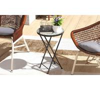Outsunny Mosaic Garden Table 35.5cm Folding Coffee Table: Navy blue blue black
