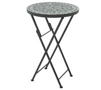 Outsunny Mosaic Outdoor Garden Table, 35.5cm Round Folding Coffee Table with Metal Frame for Balcony Terrace, Green