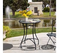 Outsunny Mosaic Side Table Bistro Coffee Table for Garden Patio Balcony Grey