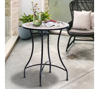 Outsunny Mosaic Table Round Ceramic Bistro Garden Furniture Side Bar Table Patio In Black Black
