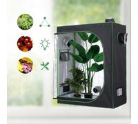 Outsunny Mylar Hydroponic Grow Tent with Adjustable Vents and Floor Tray 120 x 60 x 150cm, Black