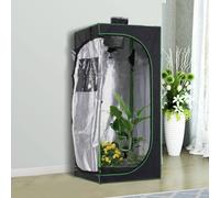 Outsunny Mylar Hydroponic Grow Tent W/ Floor Tray For Indoor Plant 60X60X140Cm In Black Black