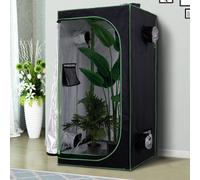 OUTSUNNY Mylar Hydroponic Grow Tent w/ Floor Tray for Indoor Plant 60x60x140cm in Jet Black | Size: 60 x 60 x 140 cm Outsunny Jet Black 60 x 60 x 140 cm