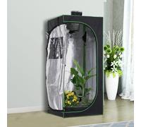 OUTSUNNY Mylar Hydroponic Grow Tent w/ Floor Tray for Indoor Plant 60x60x140cm in Black | Size: 60 x 60 x 140 cm Outsunny Black 60 x 60 x 140 cm