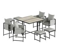 Outsunny Nine-Piece Steel Frame Garden Dining Set - Dark Grey