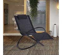 Outsunny Outdoor Orbital Lounger Zero Gravity Patio Chaise Foldable Rocking Chair w/ Pillow Black Black