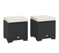 OutSunny Ottoman Steel, PE Rattan, PL (Polyester), Cotton 400 x 400 x 400 mm Cream Outdoor 2 Pieces
